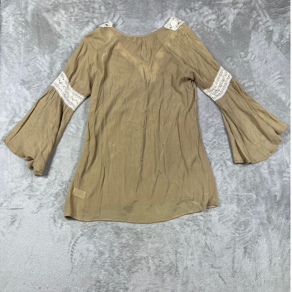 Umgee USA Large Boho Lace Trim Tunic Top Bell Sleeve Peasant Gypsy Blouse - Picture 6 of 8